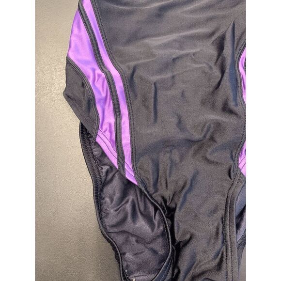 Speedo Women's Cut Out Back Bathing Suit One Piece Swimsuit Black Purple Size 6 - Picture 5 of 6